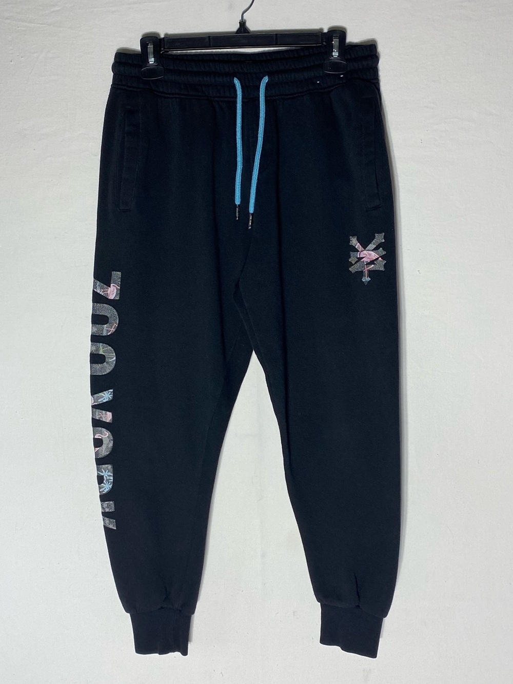 5/$25 Zoo York Black Jogger Sweatpants W Floral Flamingo Graphic L Activewear